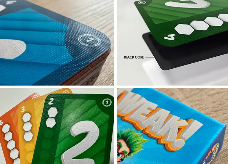 Las cartas de TWEAK!: acabado lino y cartulina Black Core