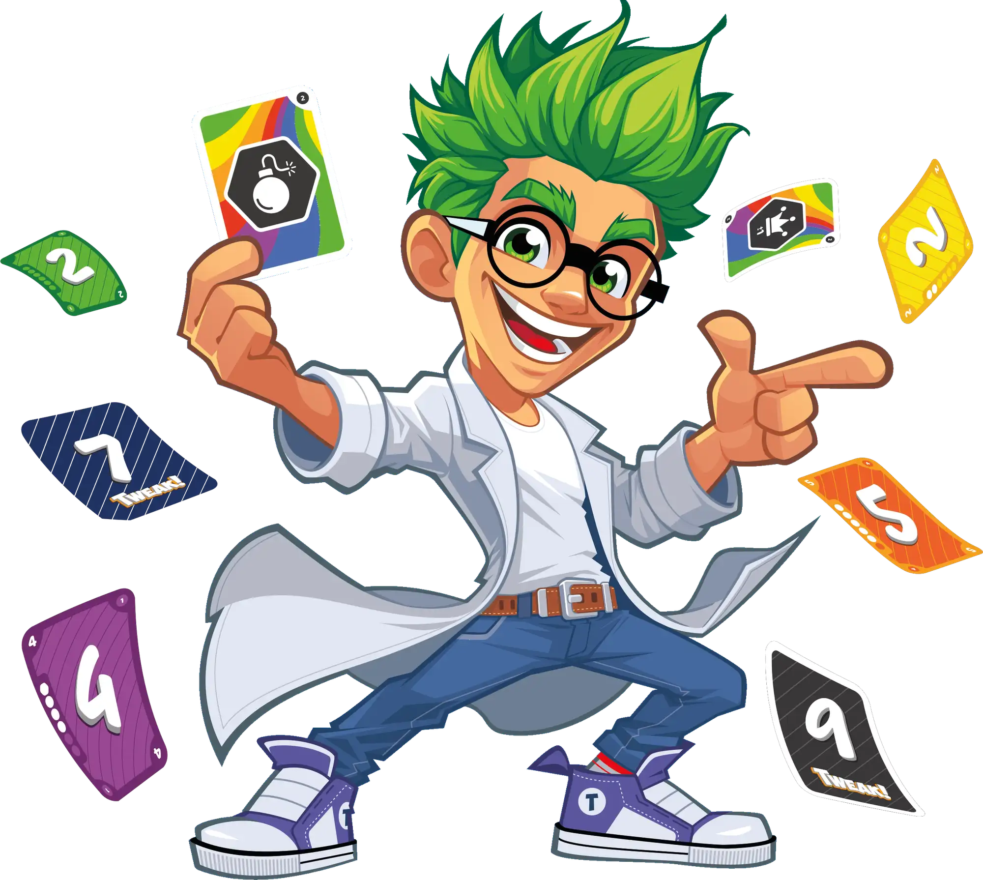 El Dr. Tweak con las cartas del juego